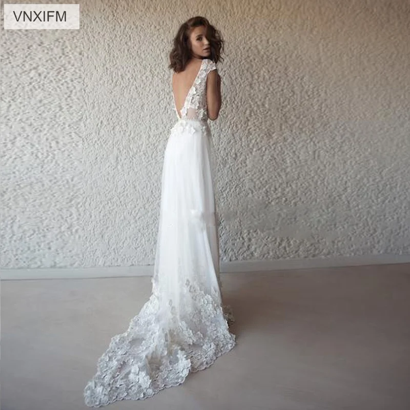 VNXIFM 2019 трапециевидные Свадебные платья пляжное платье De Soiree винтажное кружевное