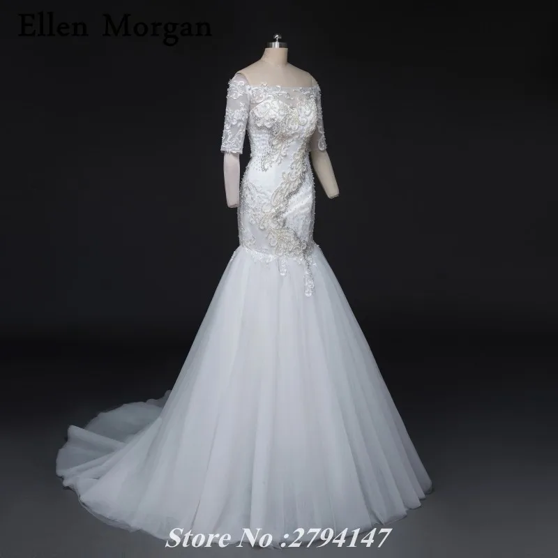 Русалка Весна Свадебные платья с рукавом 2017 для обувь девочек элегантный плеча