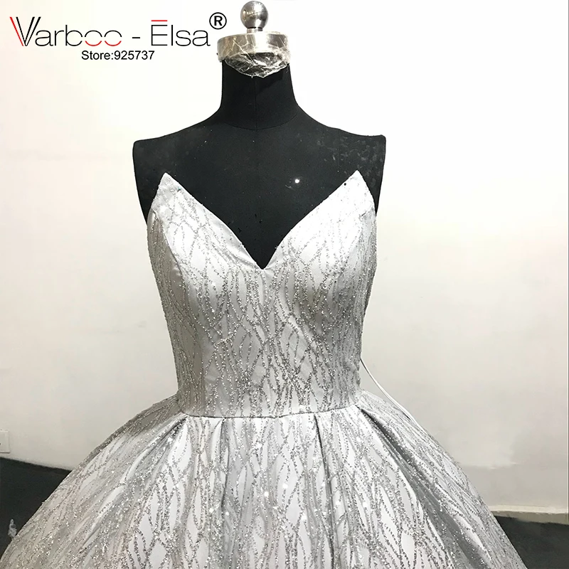 Новое блестящее серебряное бальное платье VARBOO_ELSA расшитое блестками сексуальное