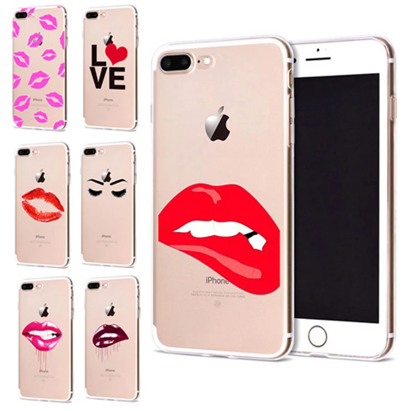 Funda For Apple iPhone 6 6S 7 Plus X 10 Flaming red lips Soft TPU Cover for Case Original Coque 8 B326 |