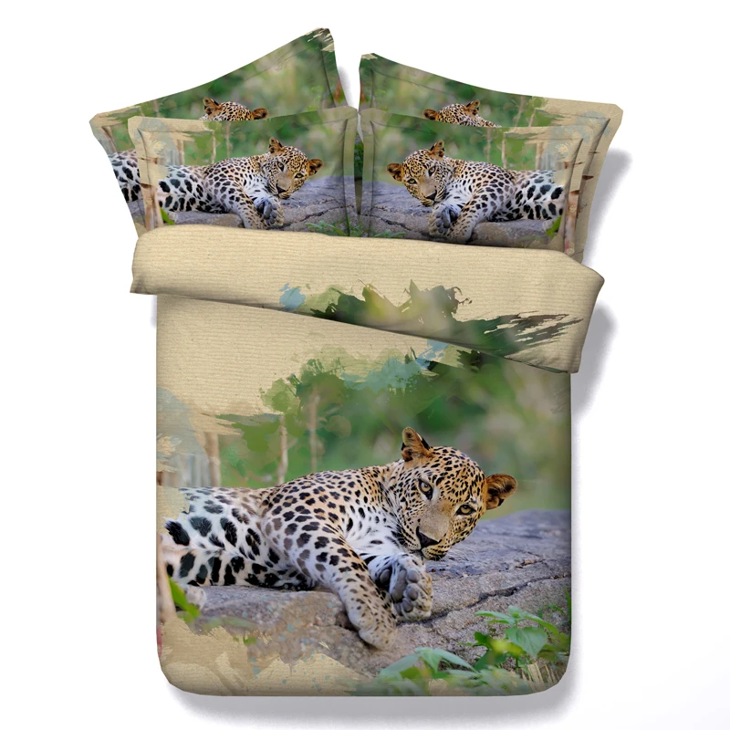 

3D Leopard Bedding sets Super King Queen size full twin duvet cover bed in a bag sheets spread bedspread linen Animal print 4pcs