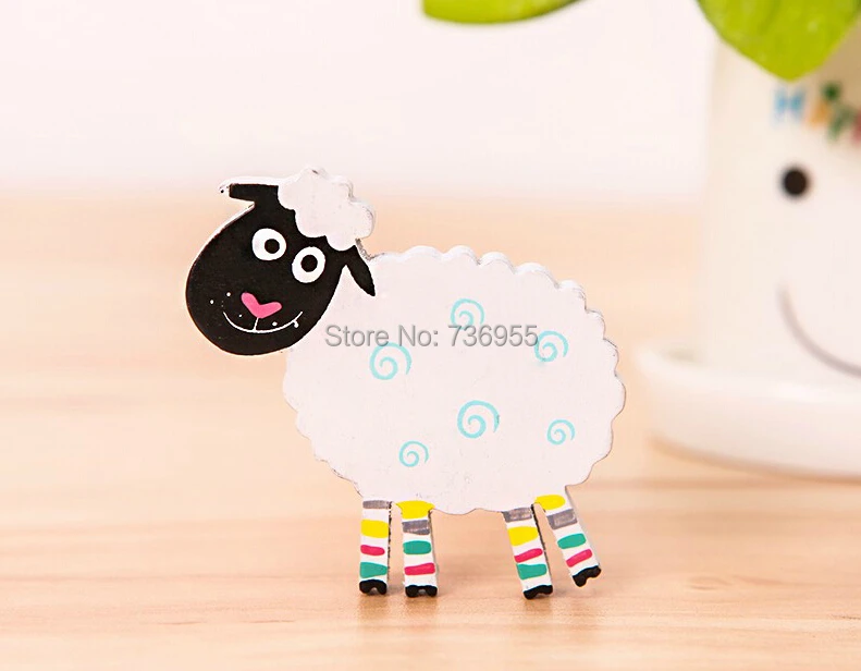 Wooden creative cute little cartoon candy-colored Korean refrigerator magnet (big sheep) | Дом и сад
