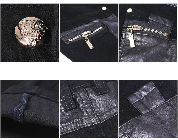 Новинка модные обтягивающие кожаные брюки мотоциклетные джинсы из