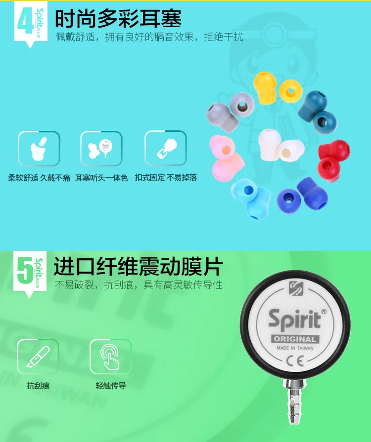 Spirit медицинские инструменты профессиональный стетоскоп двухсторонний легкий ручной слуховой аппарат для врача медсестры Estetoscopio