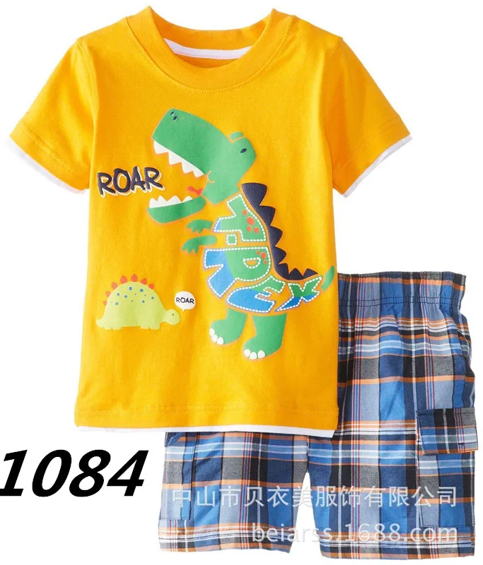 Color as shown Модная Пижама для маленьких мальчиков, комплекты одежды, хлопок, Детская домашняя одежда с героями мультфильмов, футболки и шорты для детей 2, 3, 4, 5, 6, 7 лет - Цвет: Color as shown