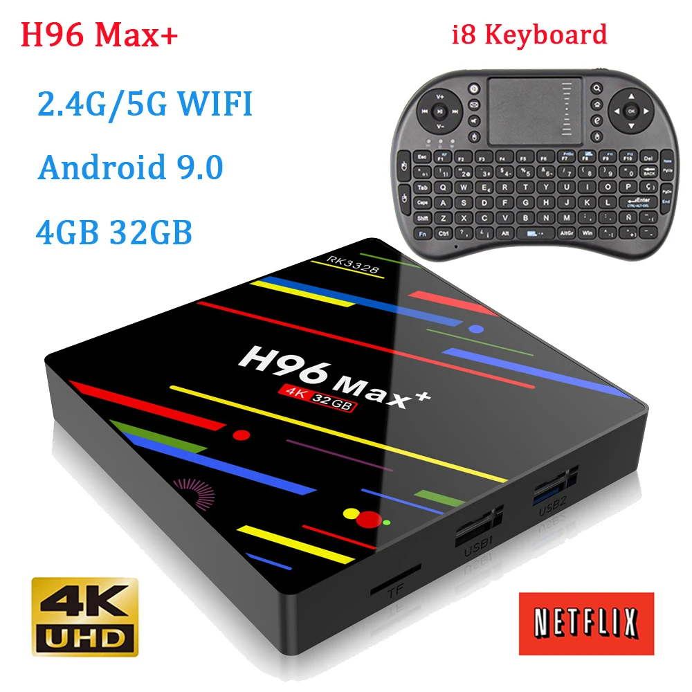H96 Max Plus Smart Android 9 0 ТВ коробка RK3328 4 Гб оперативной памяти 32 встроенной компьютерной