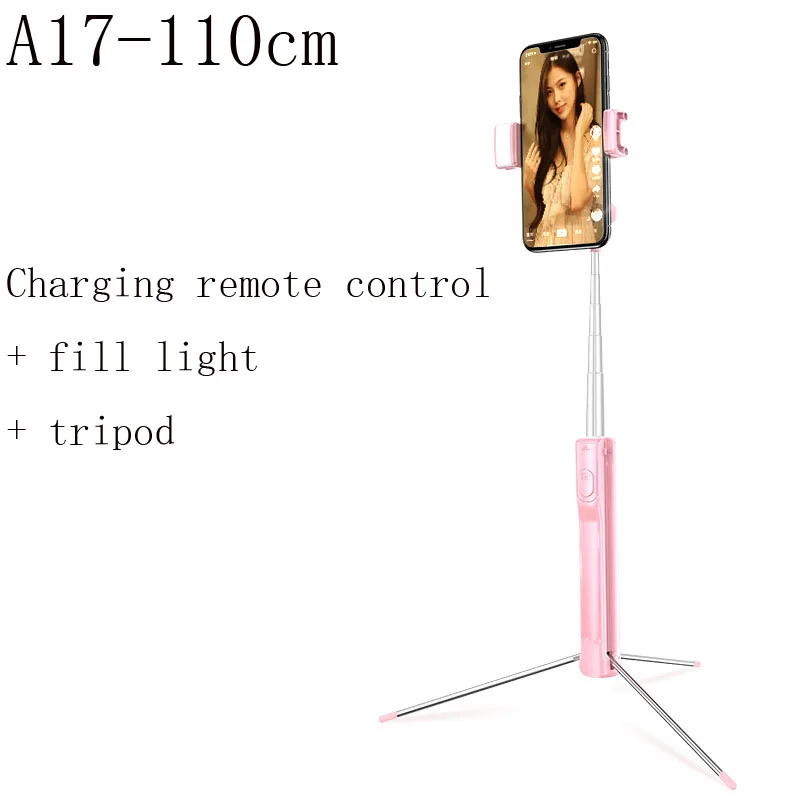 CYKE A18 A17, селфи-Палка с Bluetooth, селфи-палка 110, 160 см, телескопический стержень, заполняющий светильник, штатив с автоспуском, селфи-Палка с Bluetooth - Цвет: 8