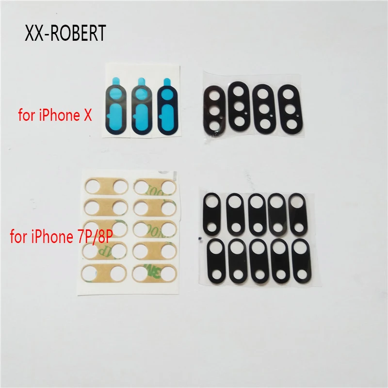 Стеклянный объектив с наклейкой для iPhone 6G 6 plus P + 6s 6SP 7G 7 7P 8G 8 Plus X 10 шт.|Корпусы и