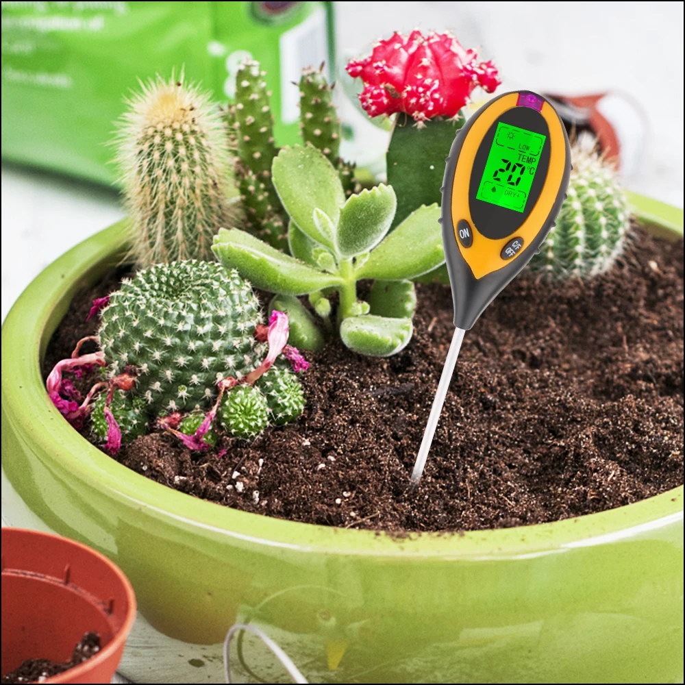 RZ 4 in1 Soil Moisture PH Meter Monitor Digital Gardening Plant Flowers Tester Farming Sunlight Acidity Humidity | Инструменты