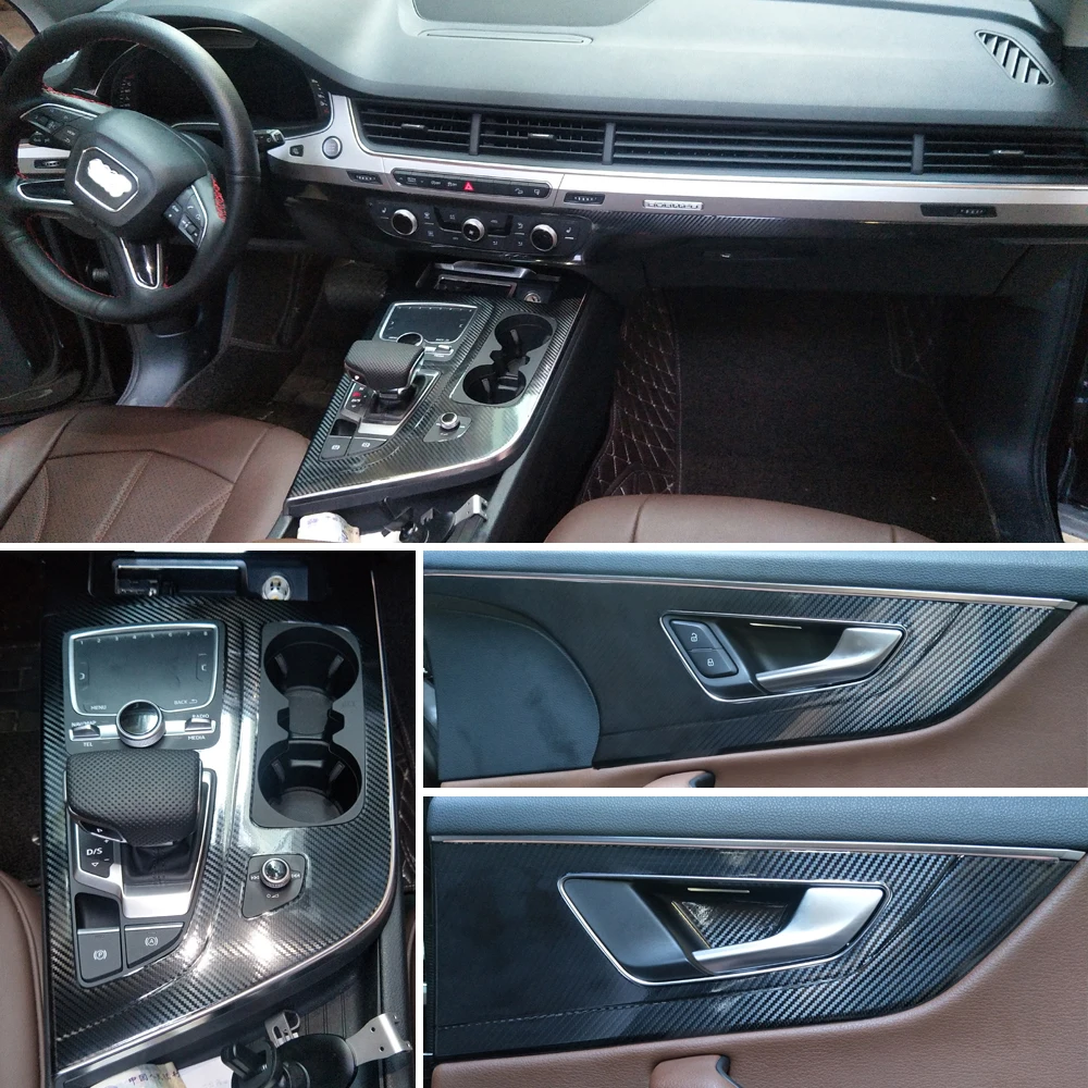 Для Audi Q7 2005- внутренняя Центральная панель управления дверная ручка 3D/5D наклейки из углеродного волокна наклейки аксессуары для автомобиля