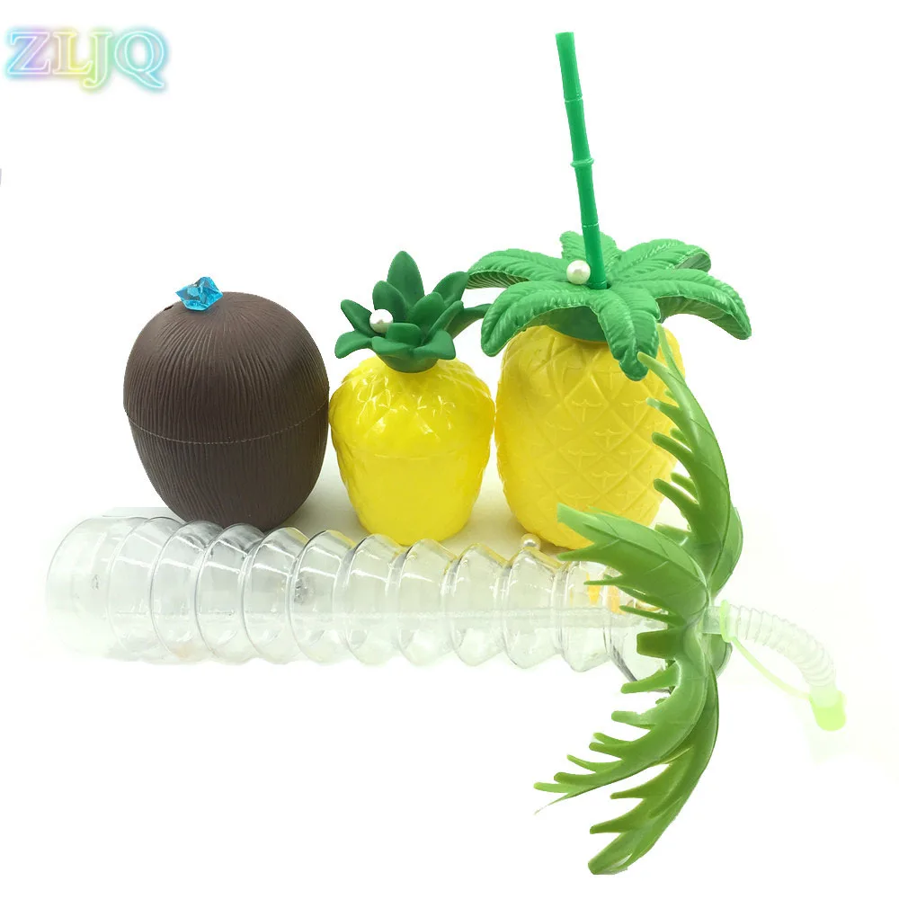 ZLJQ Pineapple Coconut Cup Summer Beach Creaive Tree Plastic Cups New Year Water Bottle Christmas Party Decoration 7D | Дом и сад