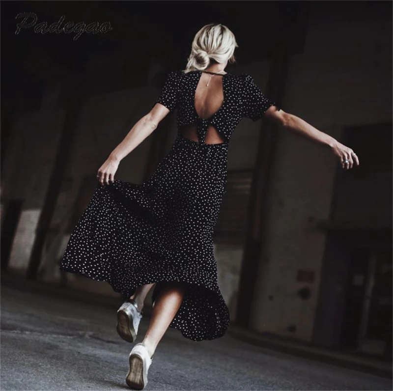 Платье AEL женское с V образным вырезом модная пляжная одежда миди завышенной