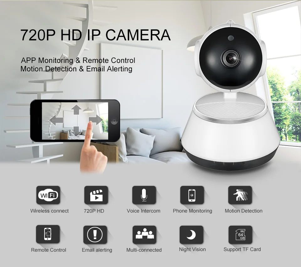 Ip камера WiFi Беспроводная мини HD 720P безопасности Детский монитор и IR CUT наблюдения