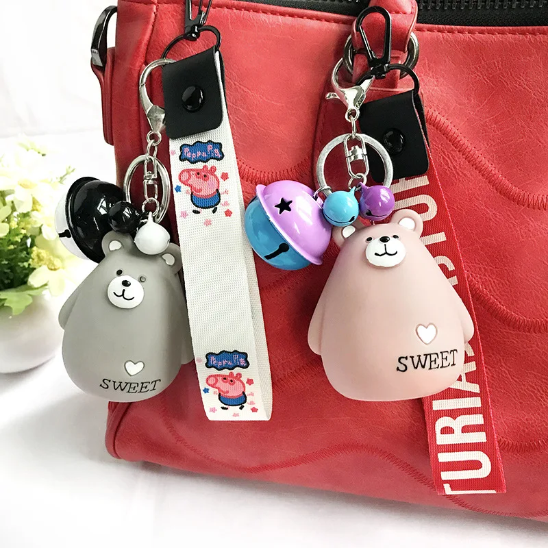 Модные брелки милые Kawaii Bibi вокальный медведь брелок кольцо аниме креативный