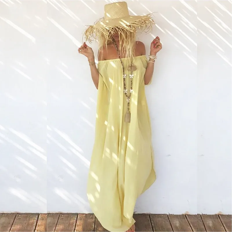 Летние женские платья Boho платье с открытыми плечами повседневное пляжное