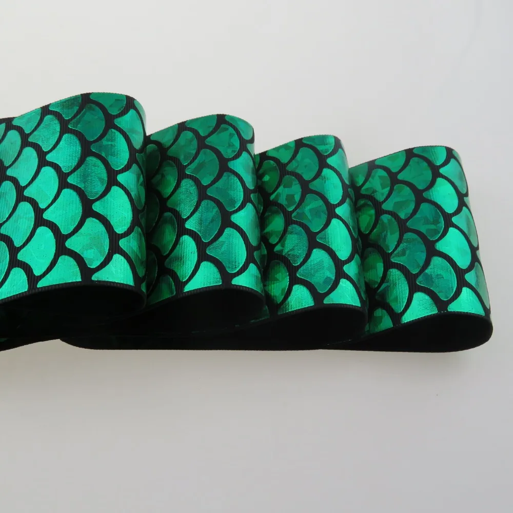 Бесплатная доставка Зеленая голограмма русалки grosgrain лента DIY ручной работы