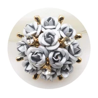 new 5pcslot 22mm flower rhinestones buttons diy metal diamante holding flowers accessories resin rose wedding decoration button