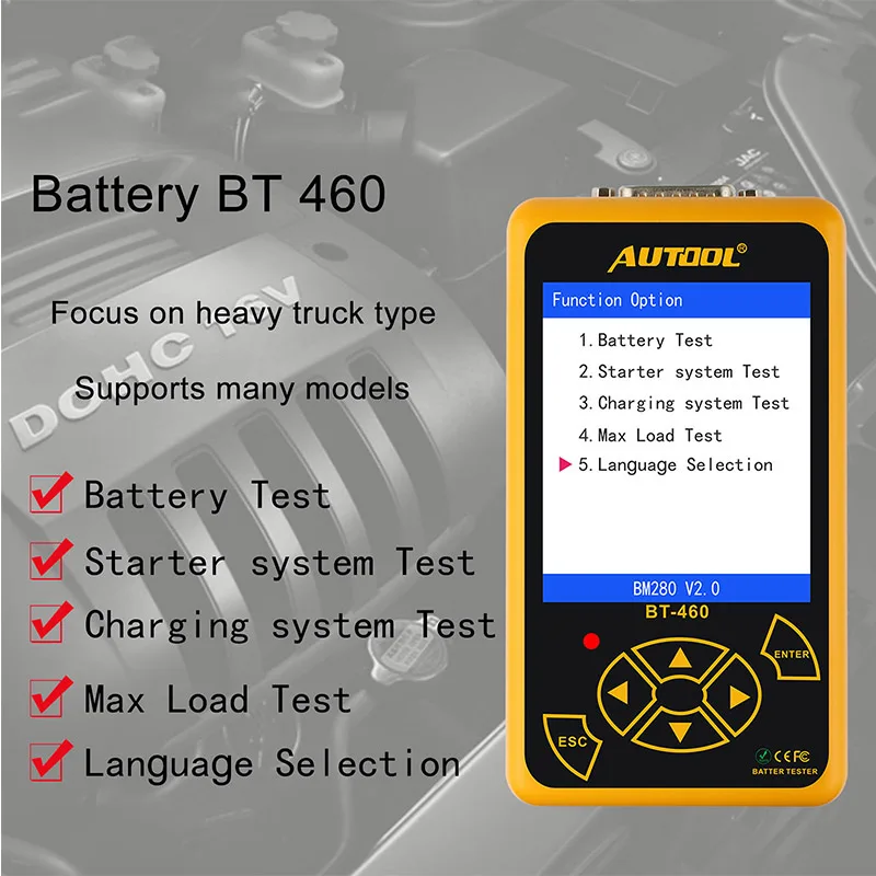 Mr Cartool BT460 автомобиля Батарея Тестер 12/24 V анализатор клеток средство диагностики