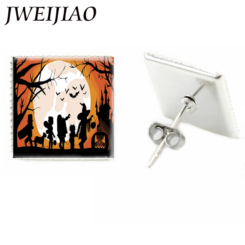 JWEIJIAO 2017 Хэллоуин с привидениями дом искусство картина серьги гвоздики