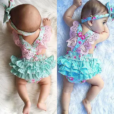 В наличии в США одежда с цветочным рисунком для новорожденных девочек кружевной