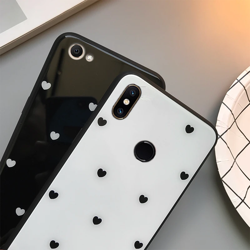 Чехол из закаленного стекла для Xiaomi Mi a1 A2 A3 Lite 5X 6X 6 Love Heart Жесткий Note 3 Play Wristband Couqe Capa
