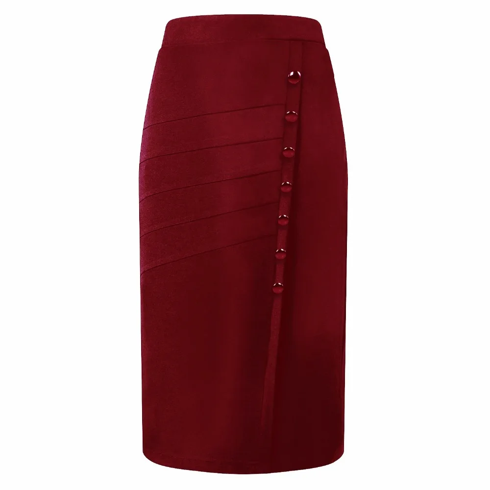 

2021 New Designer Women Sheath Plus Size Oversized Natural Waist Pencil Skirts Button Sexy Solid Color Female Work Gift