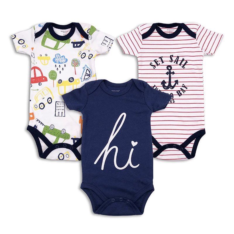 3 шт./партия летняя одежда для новорожденных хлопковая с короткими рукавами