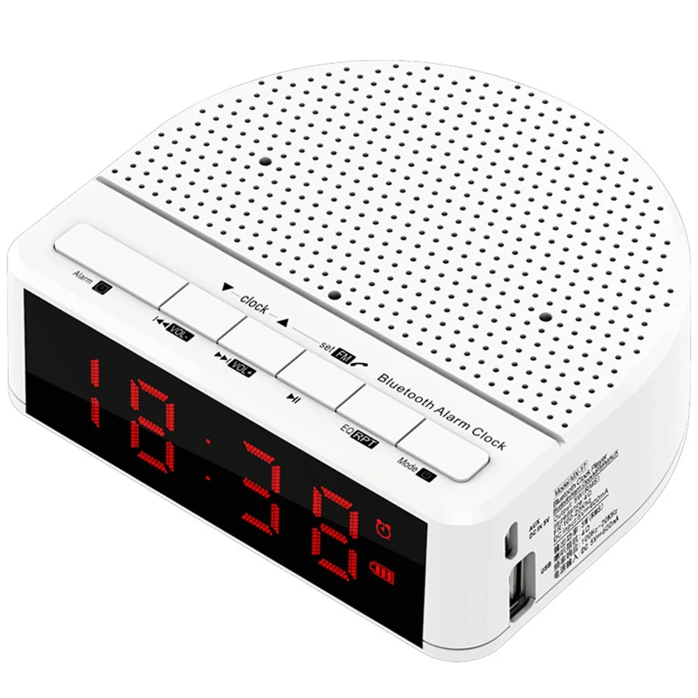 Цифровой будильник fm-радио с беспроводным bluetooth-динамиком, мини прикроватный светодиодный будильник, часы для ручного вызова, настольные часы, домашний декор