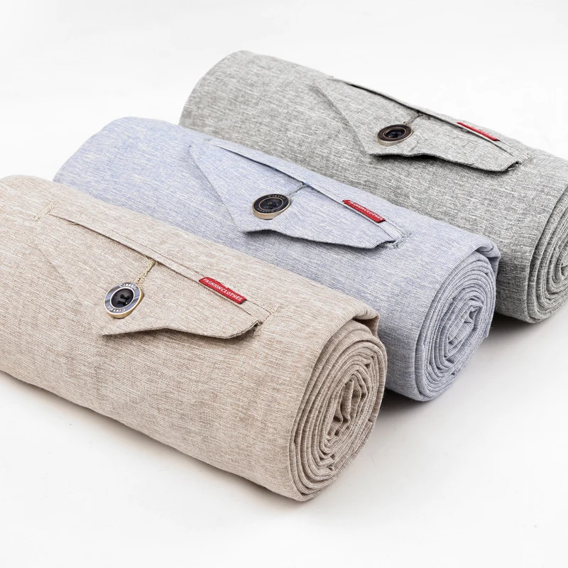 

2018 New Men's Linen Casual Pants Slim Fit Fashion Business Casual Trousers Male Trouser Full Length Straight Slacks Mens