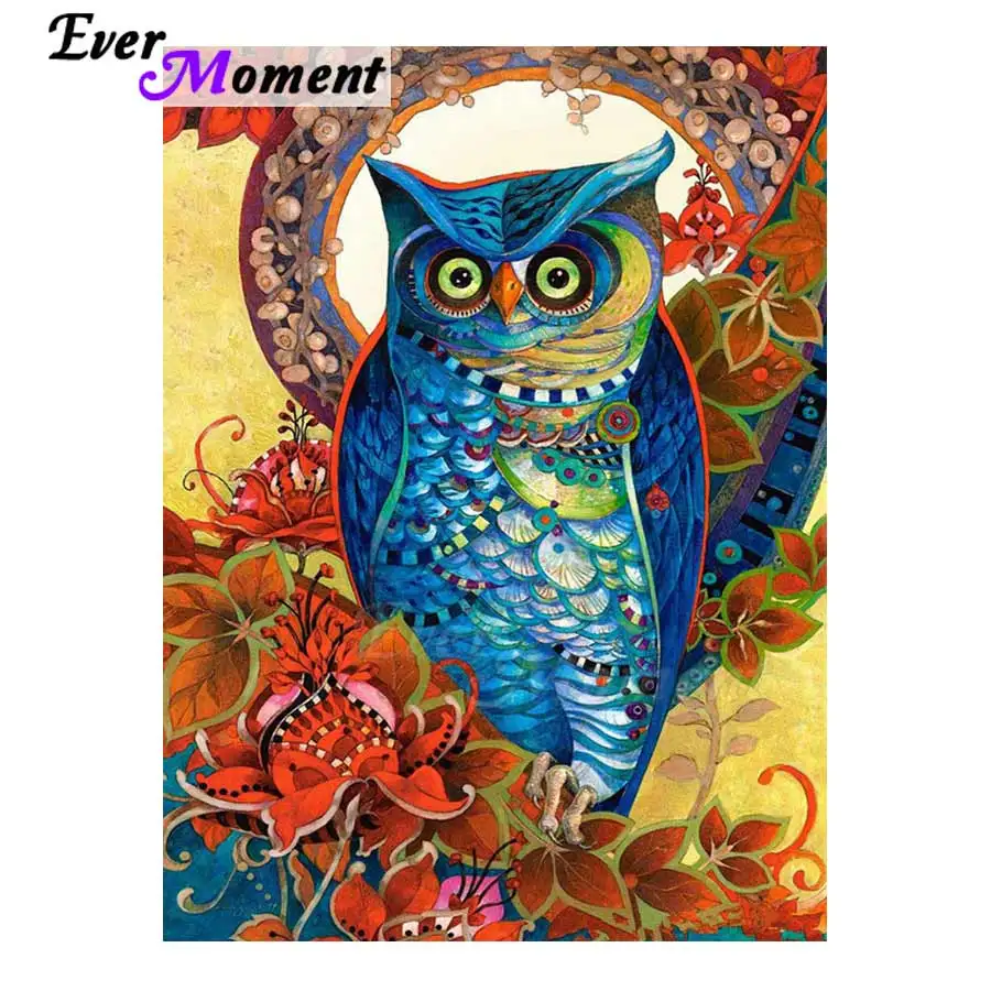 

Ever Moment Diamond Painting Owl Flower Full Square Drill Picture Of Rhinestone 5D DIY Diamond Embroidery Decoration ASF1442