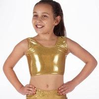 icostumes girls metallic tight crop top skinny ballet dance tops womans cropped gymnastics bodysuit new