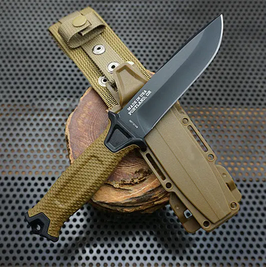 1500 черный/хаки охотничий нож с ручкой 12C27 стальное лезвие, резиновая ручка, тактический нож походные ножи с оболочкой дропшиппинг - Цвет: Khaki
