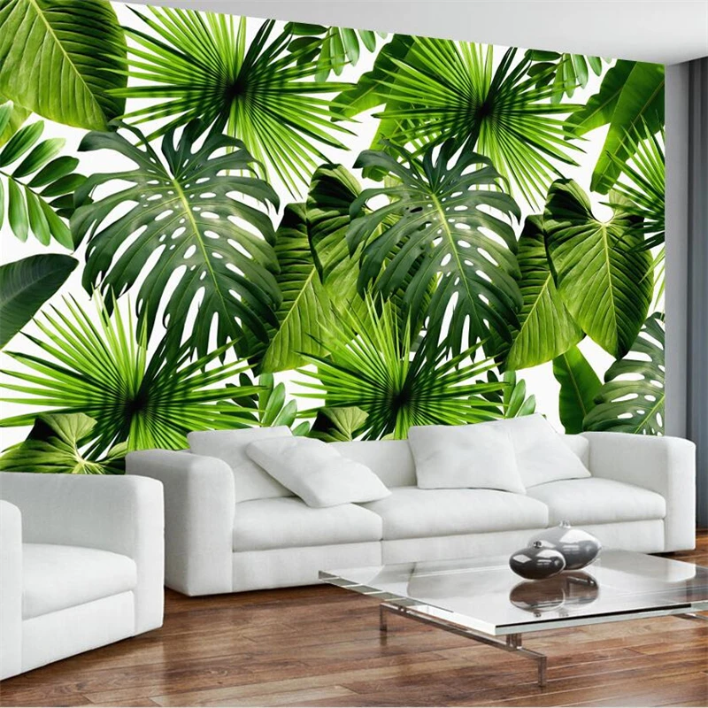 beibehang Custom wallpaper large fresco 3d modern minimalist fresh rainforest plant banana leaf idyllic mural backdrop | Строительство