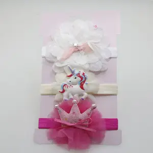 Бант для волос, Корона единорога, 2018, Детская повязка для волос цветок шт.набор, обруч 