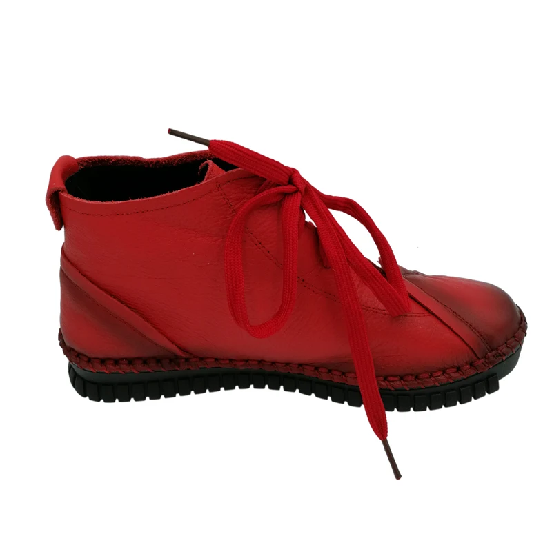 MAYLOSA Genuine Leather Women Boots Spring Autumn Fashion Pleated Ankle Warm Soft Outdoor Casual Flat Shoes shoes woman | Обувь