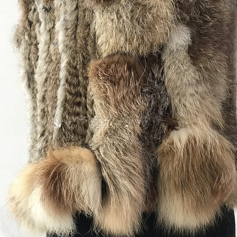 Высококачественный Женский вязаный меховой жилет из натурального кроличьего