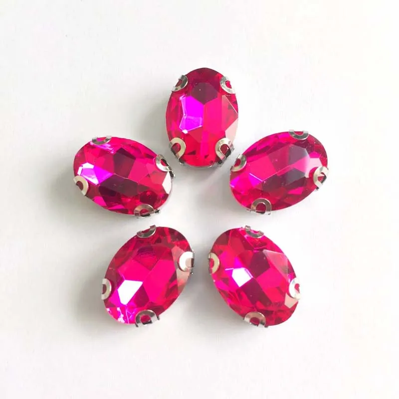 rose red 13X18 мм овальная форма D коготь пришить стразы, высокое качество стеклянные стразы 20 шт./пакет diy аксессуары - Цвет: rose red