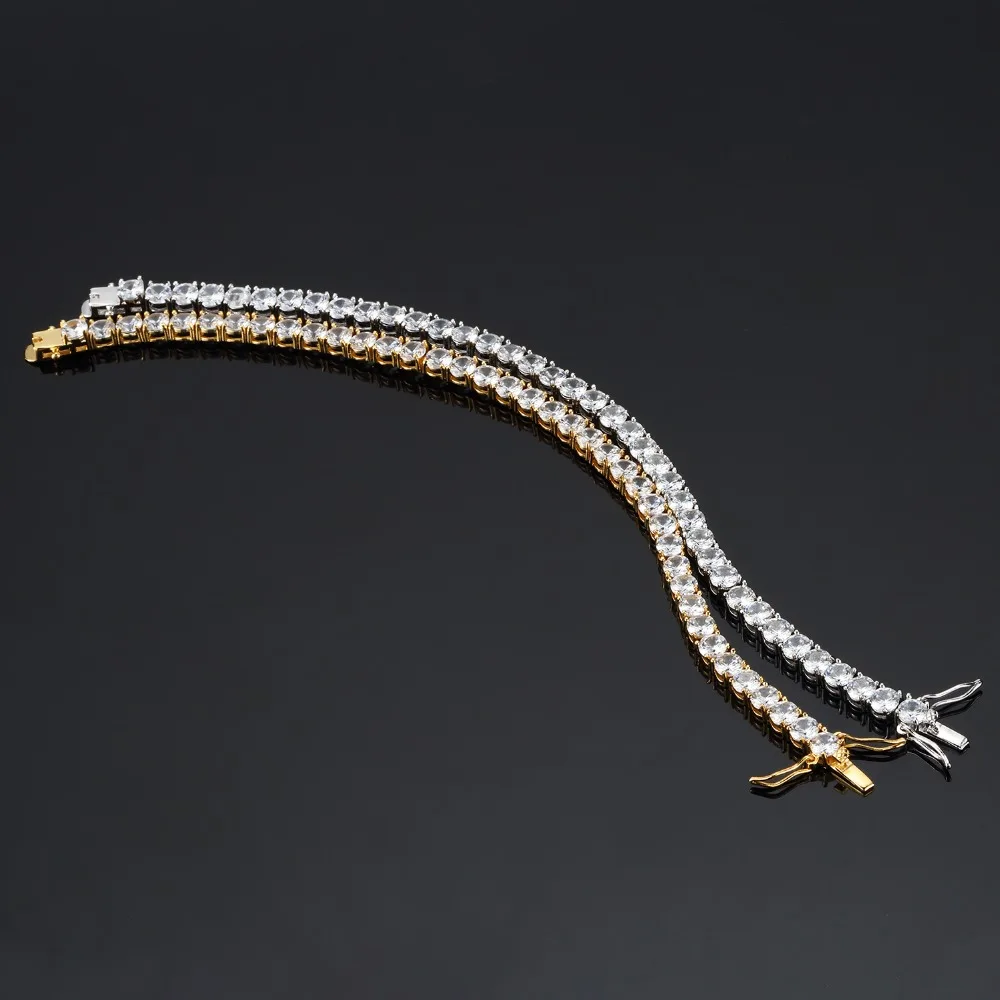 Женские блестящие Iced Out 1 ряд браслеты со стразами хип-хоп ювелирные изделия с