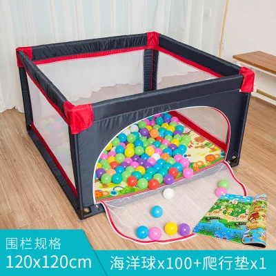 1212mat100balls Складное ограждение для детского манежа стальная труба забор для детей преддошкольного возраста Крытый безопасный игровой бассейн защита для детей забор От 0 до 5 лет - Цвет: 1212mat100balls