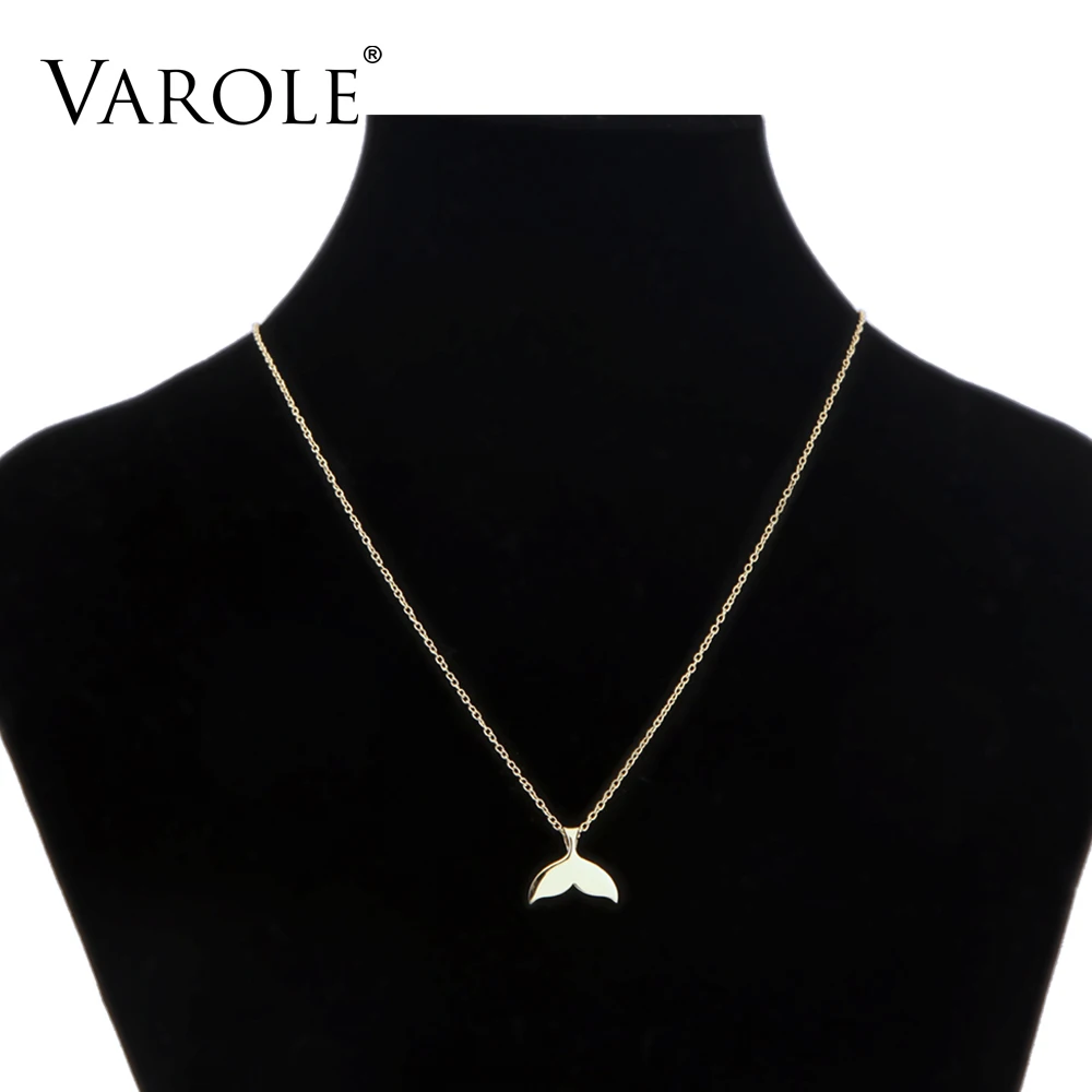 VAROLE 16in модные КИТ хвост небольшой кулон и ожерелье для женщин Золотой Цвет из