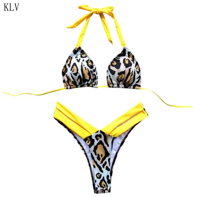 Женский сексуальный комплект бикини яркий леопардовый цветочный лоскутный