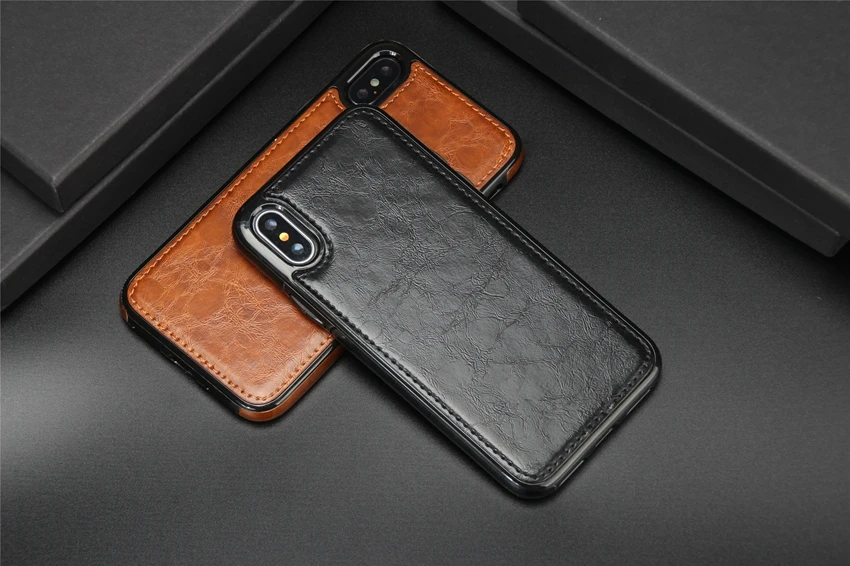 Кожаный чехол HOTR в винтажном стиле для iphone X, чехол из искусственной кожи с магнитной абсорбцией, задняя крышка для iphone 9, 8, 7, 6, 6S Plus, 5, XS, XR, XS Max
