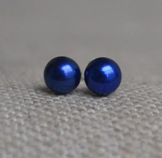 

Pearl Earrings ,Blue Color 6-6.5mm Freshwater Pearl Stud Earrings,S925 Silvers Post Real Pearl Jewellery