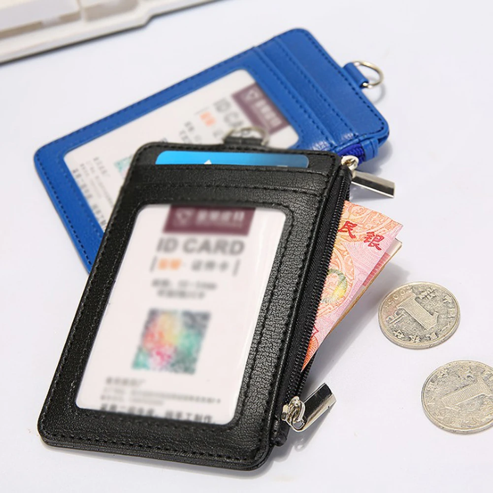 

New Fashion Name Credit Card Holders women Men PU Leather Bank Card Neck Strap Bus ID holder Casual Lanyard Credit Card Case