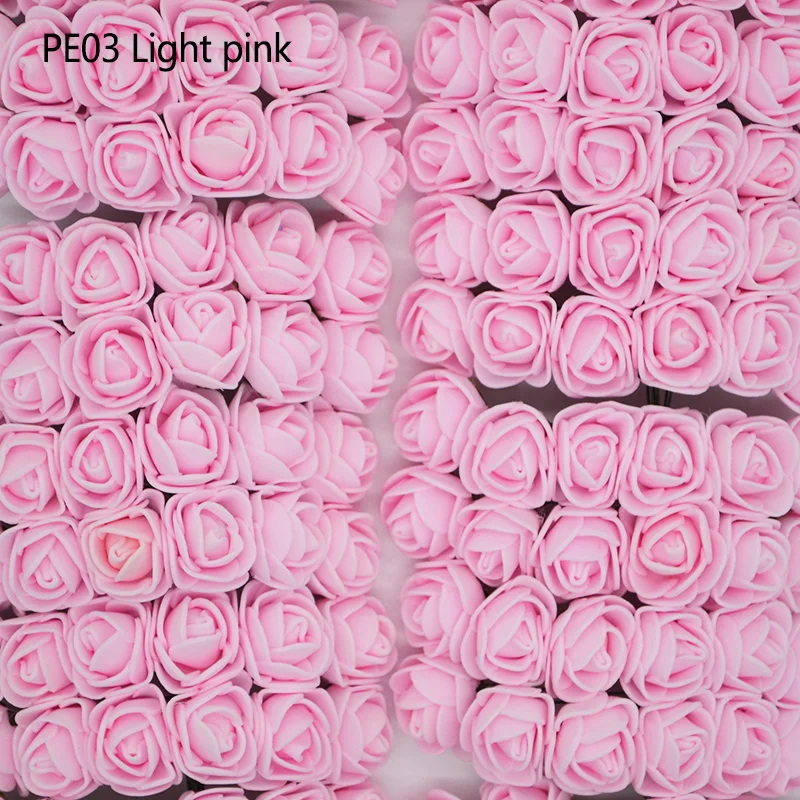Light pink 144 шт мини-медведь, розы, искусственные цветы, Плюшевый цветок, скрапбукинг, Свадебное Ремесло, сделай сам, День матери, цветы, подарки - Цвет: Light pink