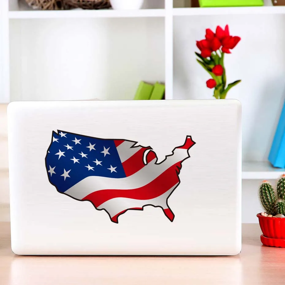 США карта цветной стикер на стену для компьютера страны съемные DIY настенные