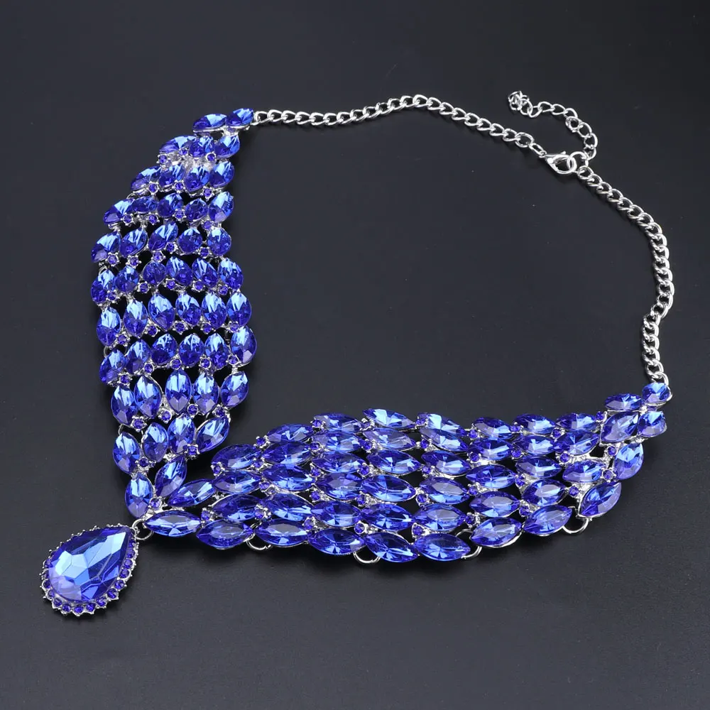 Модные хрустальные эффектные ожерелья серьги набор индийские свадебные