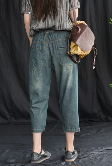 Женские джинсы в стиле ретро летние облегающие с эластичной талией и карманами