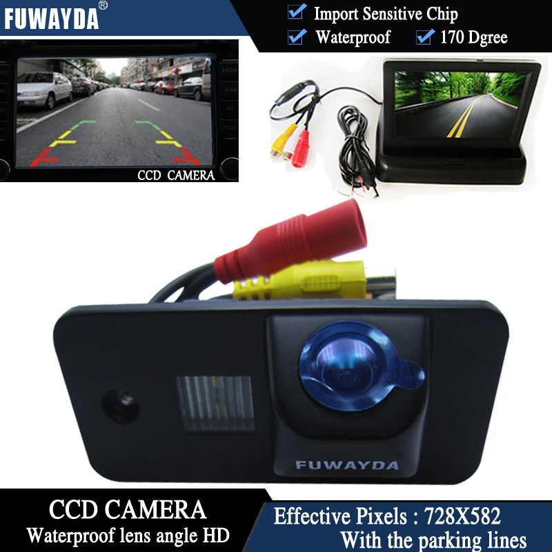 

FUWAYDA Color CCD Car Rear View Camera for AUDI A3 S3 A4 S4 A6 A6L S6 A8 S8 RS4 RS6 Q7+4.3 Inch foldable LCD Monitor WATERPROOF