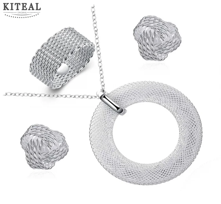 Женский комплект ювелирных изделий aneis набор из кольца + кулона серьги для